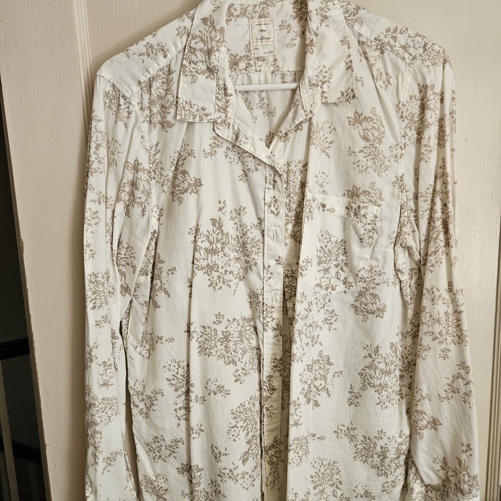 GAP Cream and Brown Floral Shirt